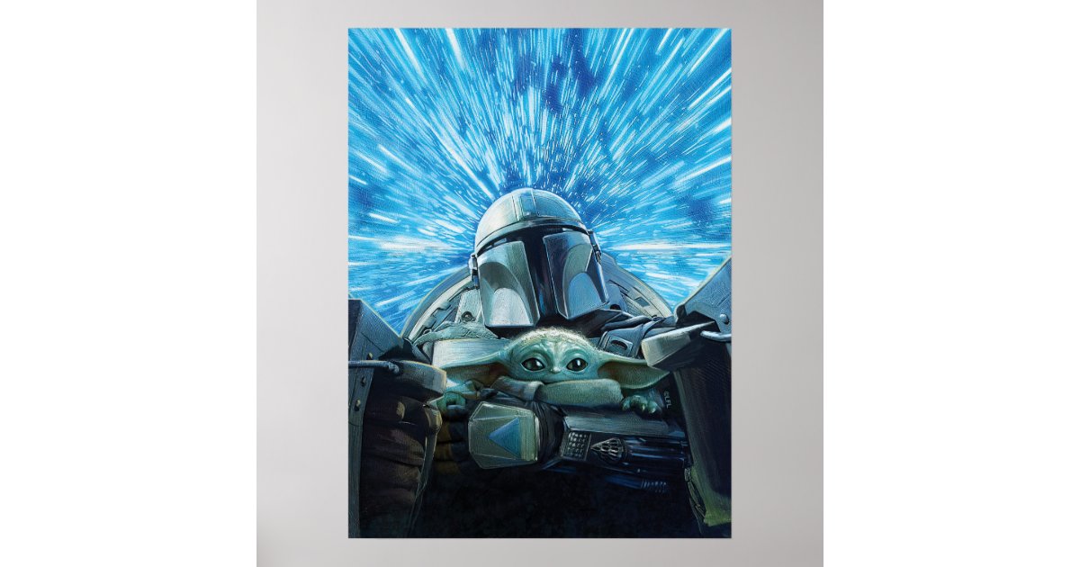 The Mandalorian & Grogu Hyperspace Illustration Poster Zazzle