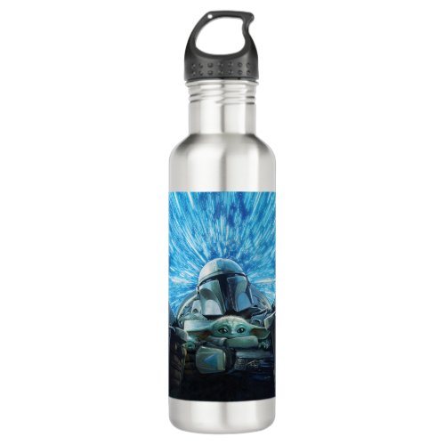 The Mandalorian  Grogu Hyperspace Illustration Stainless Steel Water Bottle