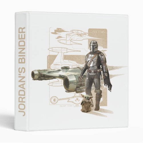 The Mandalorian  Grogu Starfighter Illustration 3 Ring Binder