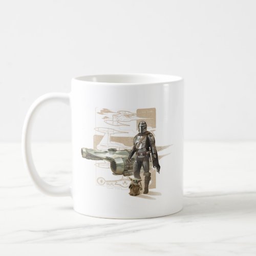 The Mandalorian  Grogu Starfighter Illustration Coffee Mug