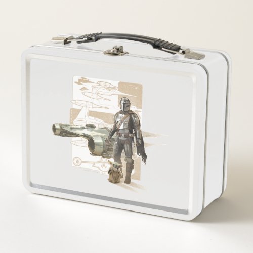 The Mandalorian  Grogu Starfighter Illustration Metal Lunch Box