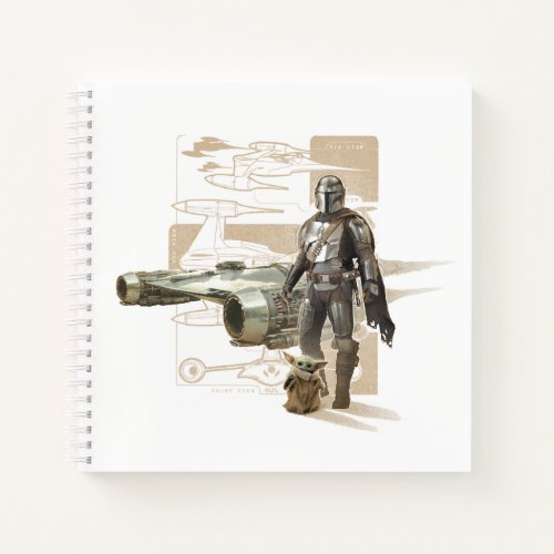 The Mandalorian  Grogu Starfighter Illustration Notebook