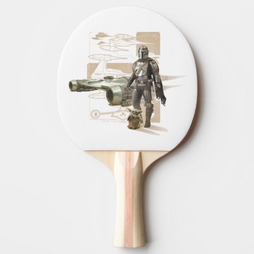 The Mandalorian  Grogu Starfighter Illustration Ping Pong Paddle