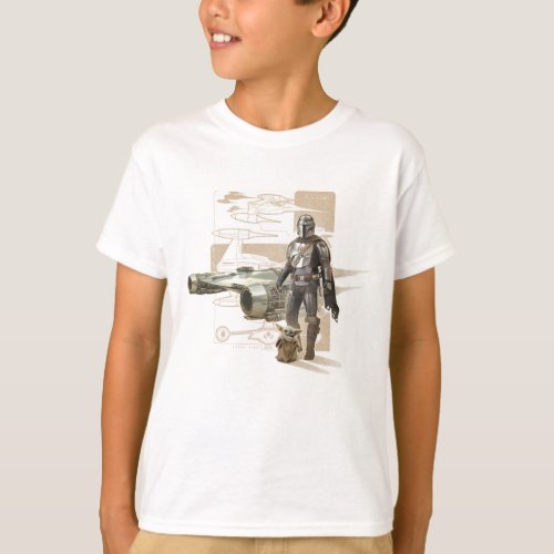 The Mandalorian  Grogu Starfighter Illustration T_Shirt
