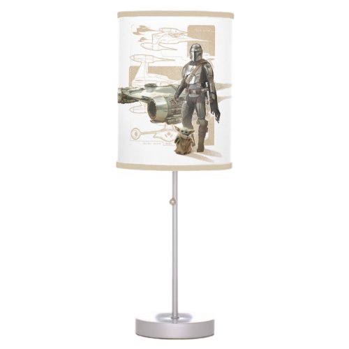The Mandalorian  Grogu Starfighter Illustration Table Lamp