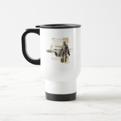 The Mandalorian  Grogu Starfighter Illustration Travel Mug