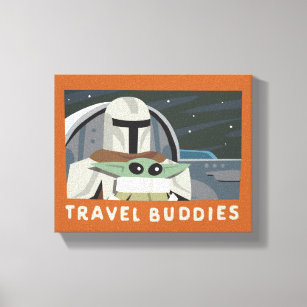 The Mandalorian & Grogu "Travel Buddies" Cartoon Canvas Print