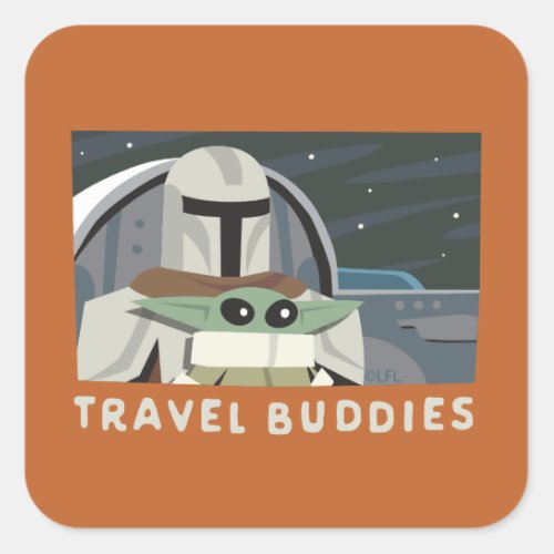 The Mandalorian  Grogu Travel Buddies Cartoon Square Sticker