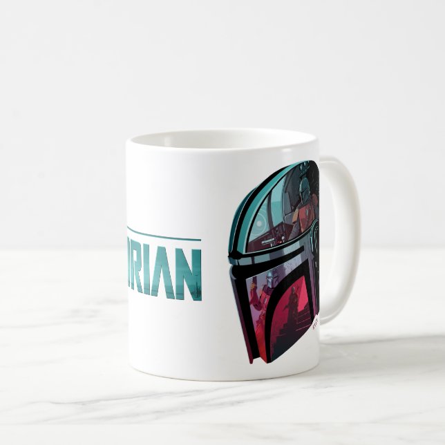 The Mandalorian Helmet Reflections Collage Coffee Mug (Front Right)