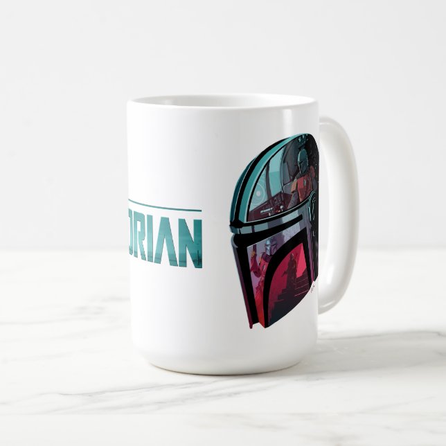 The Mandalorian Helmet Reflections Collage Coffee Mug (Front Right)
