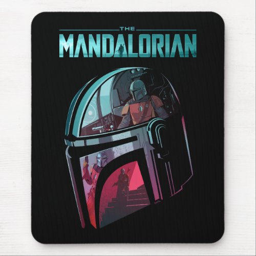 The Mandalorian Helmet Reflections Collage Mouse Pad