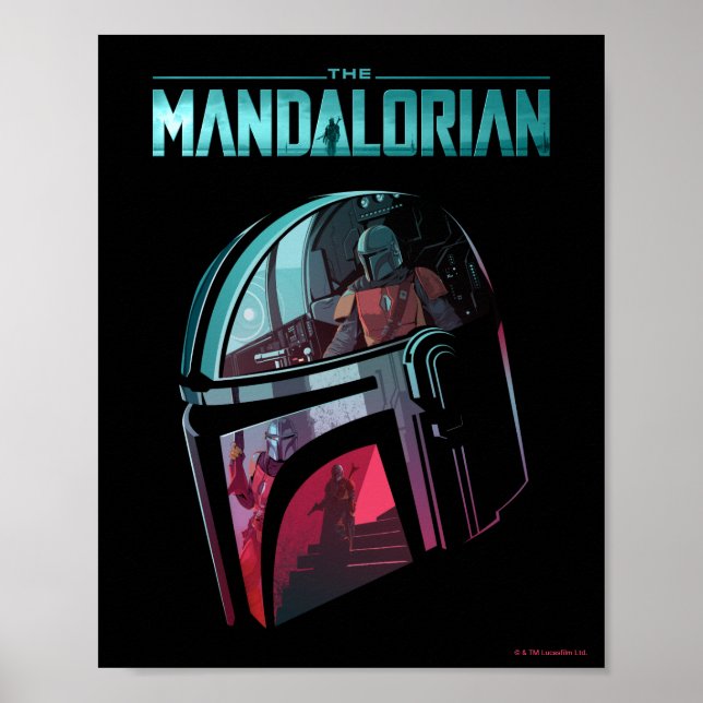 The Mandalorian Helmet Reflections Collage Poster (Front)