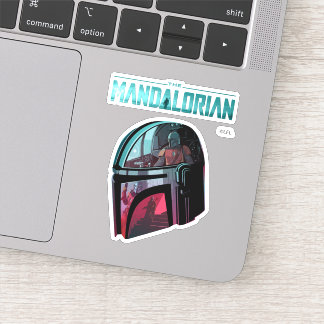 The Mandalorian Helmet Reflections Collage Sticker
