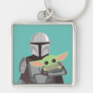 The Mandalorian Holding Child Illustration Keychain