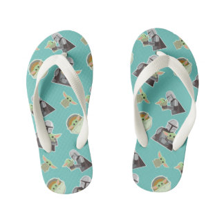 The Mandalorian Holding Child Illustration Kid's Flip Flops
