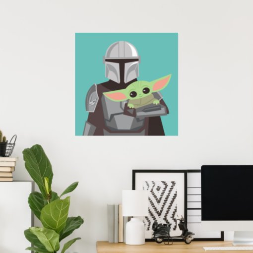 The Mandalorian Holding Child Illustration Poster | Zazzle