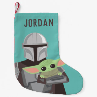 The Mandalorian Holding Child Illustration Small Christmas Stocking