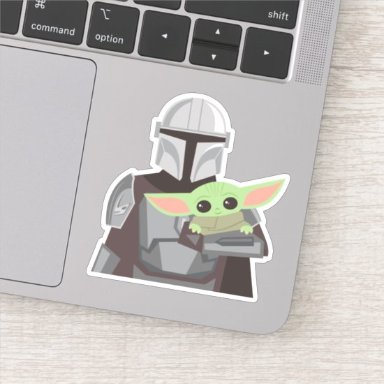 The Mandalorian Holding Child Illustration Sticker