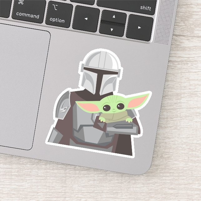 The Mandalorian Holding Child Illustration Sticker (Detail)