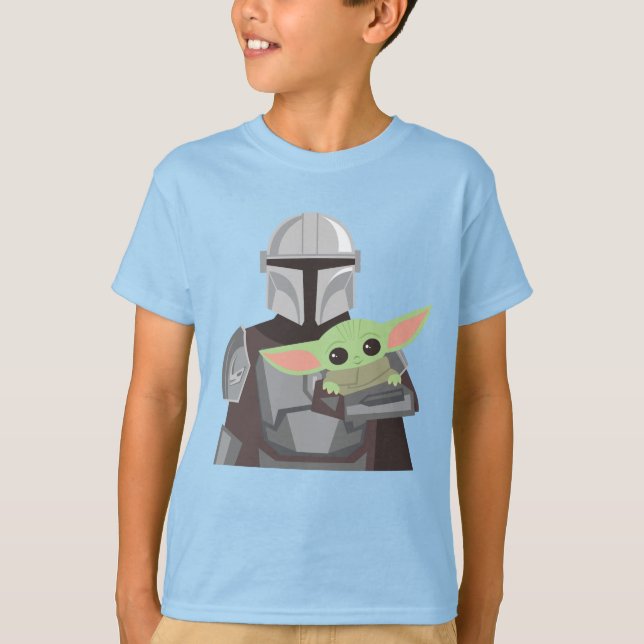 The Mandalorian Holding Child Illustration T-Shirt (Front)