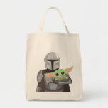 The Mandalorian Holding Child Illustration Tote Bag