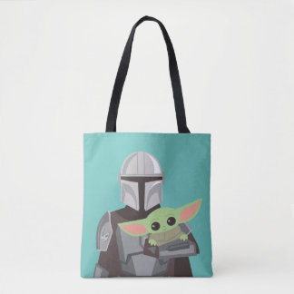 The Mandalorian Holding Child Illustration Tote Bag