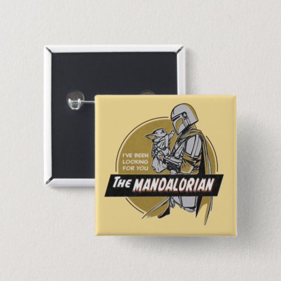 The Mandalorian Holding Child Retro Illustration Button