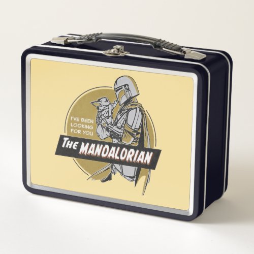 The Mandalorian Holding Child Retro Illustration Metal Lunch Box
