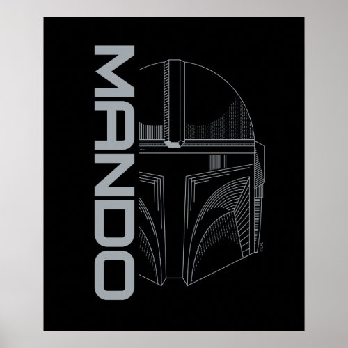 The Mandalorian Mando Helmet Line Art Poster