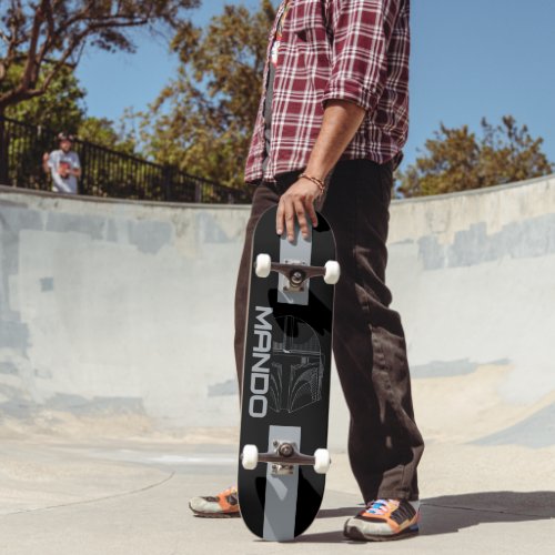The Mandalorian Mando Helmet Line Art Skateboard