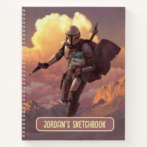 The Mandalorian Runs With Child Concept Drawing Notebook