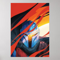 The Mandalorian Through Red Flames Poster