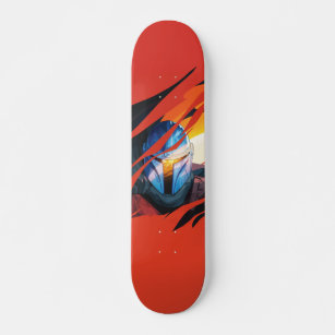 The Mandalorian Through Red Flames Skateboard