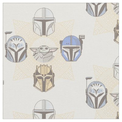The Mandalorians &amp; Grogu Celestial Line Art Fabric