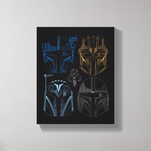 The Mandalorians Helmet Line Art Canvas Print