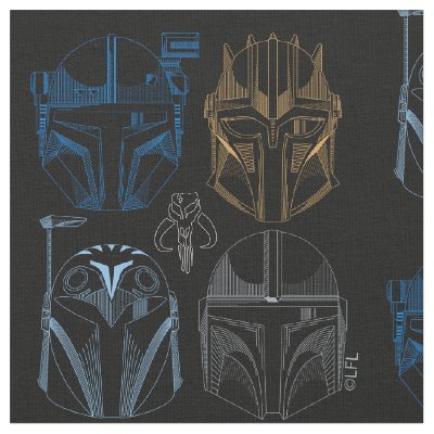 The Mandalorians Helmet Line Art Fabric