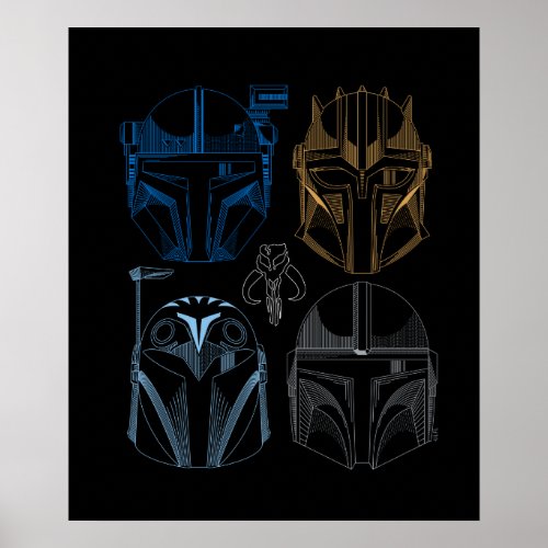 The Mandalorians Helmet Line Art Poster