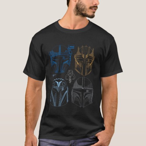 The Mandalorians Helmet Line Art T_Shirt