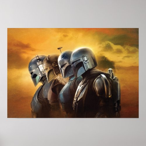 The Mandalorians Lined Up Illustration Poster