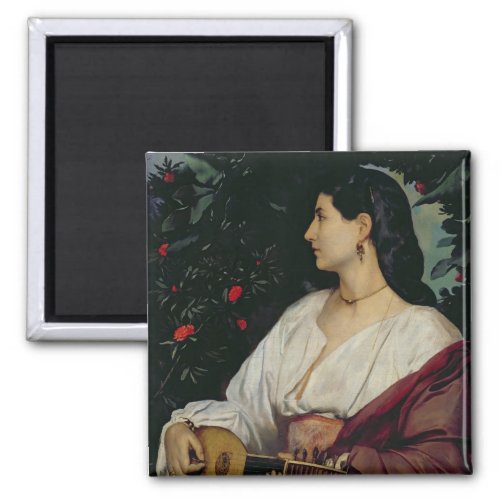 The Mandolin Player by Anselm Feuerbach 2-inch Square Magnet
