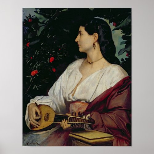 The Mandolin Player 1865 Poster