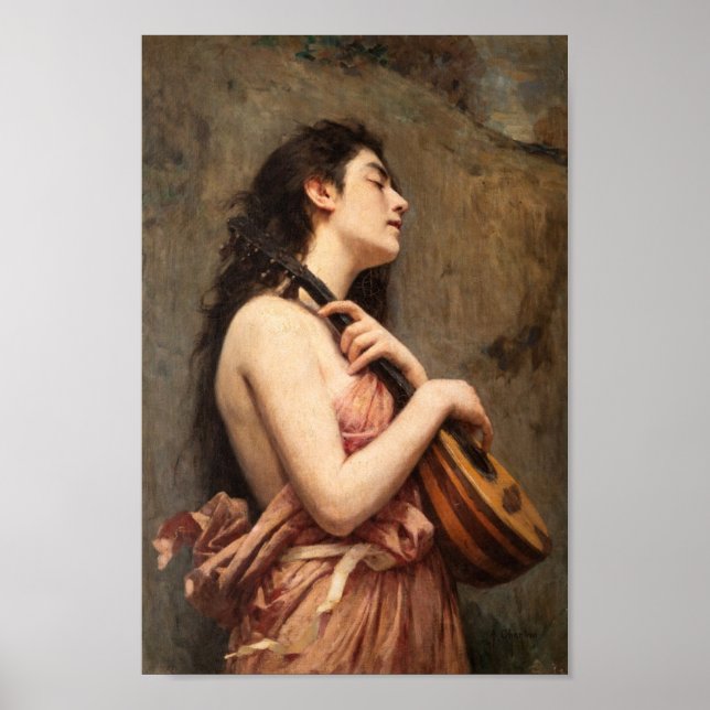 The Mandoline Player by Alexandre Jacques Chantron Poster (Front)