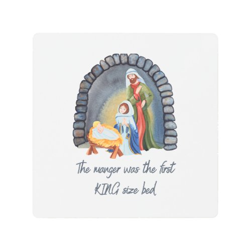 The Manger is the First King size bed Metal Print