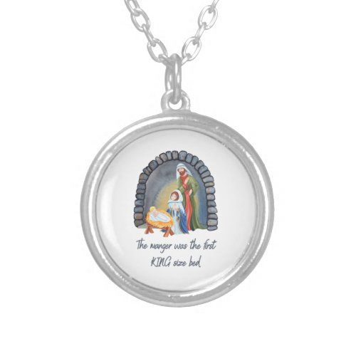 The Manger is the First King size bed Silver Plated Necklace