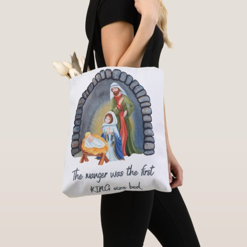 The Manger is the First King size bed Tote Bag