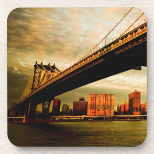 The Manhattan bridge view from Brooklyn side (NYC) Beverage Coaster