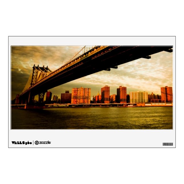 The Manhattan bridge view from Brooklyn side (NYC) Wall Sticker (Front)
