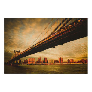 The Manhattan bridge view from Brooklyn side (NYC) Wood Wall Art