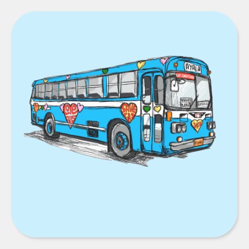 The Manila Love Bus Square Sticker