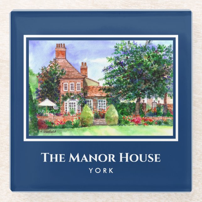 The Manor House York England Country Garden Glass Coaster (Front)